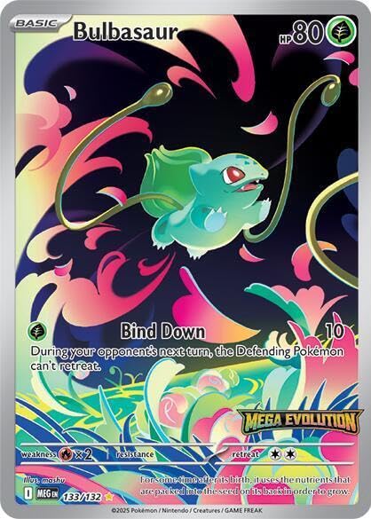 Pokemon - Bulbasaur - 133/132 - Mega Evolutions Stamp Promo - Full Art Illustration Rare - Single Card