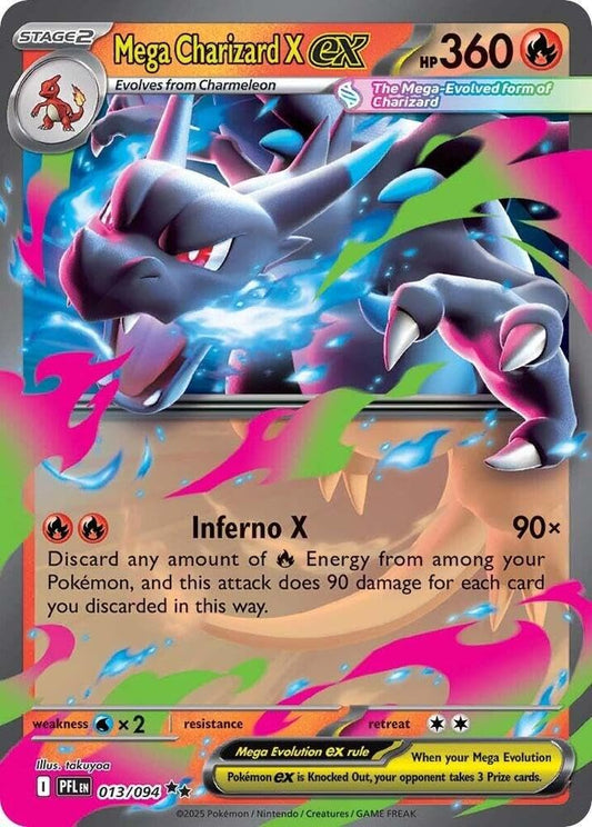 Pokemon - Mega Charizard X ex - 013/094 - ME02: Phantasmal Flames (PFL) - Double Rare - Single Card