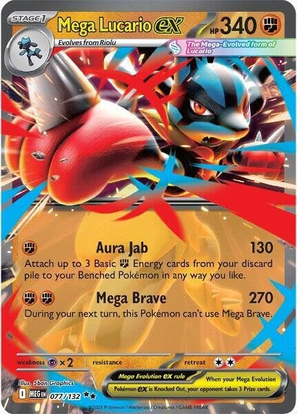 Pokemon - Mega Lucario ex - 077/132 - ME01: Mega Evolution (MEG) - Double Rare - Single Card
