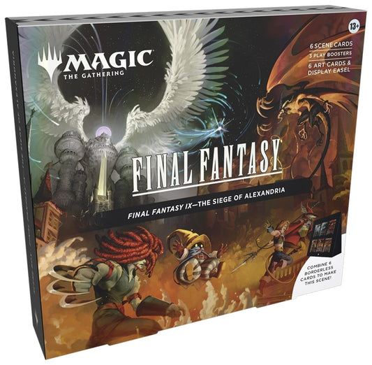 Magic: The Gathering - Final Fantasy IX Scene Box - The Siege of Alexandria | 6 Foil Borderless Scene Cards, 6 Art Cards, 3 Play Boosters + 1 Display Easel